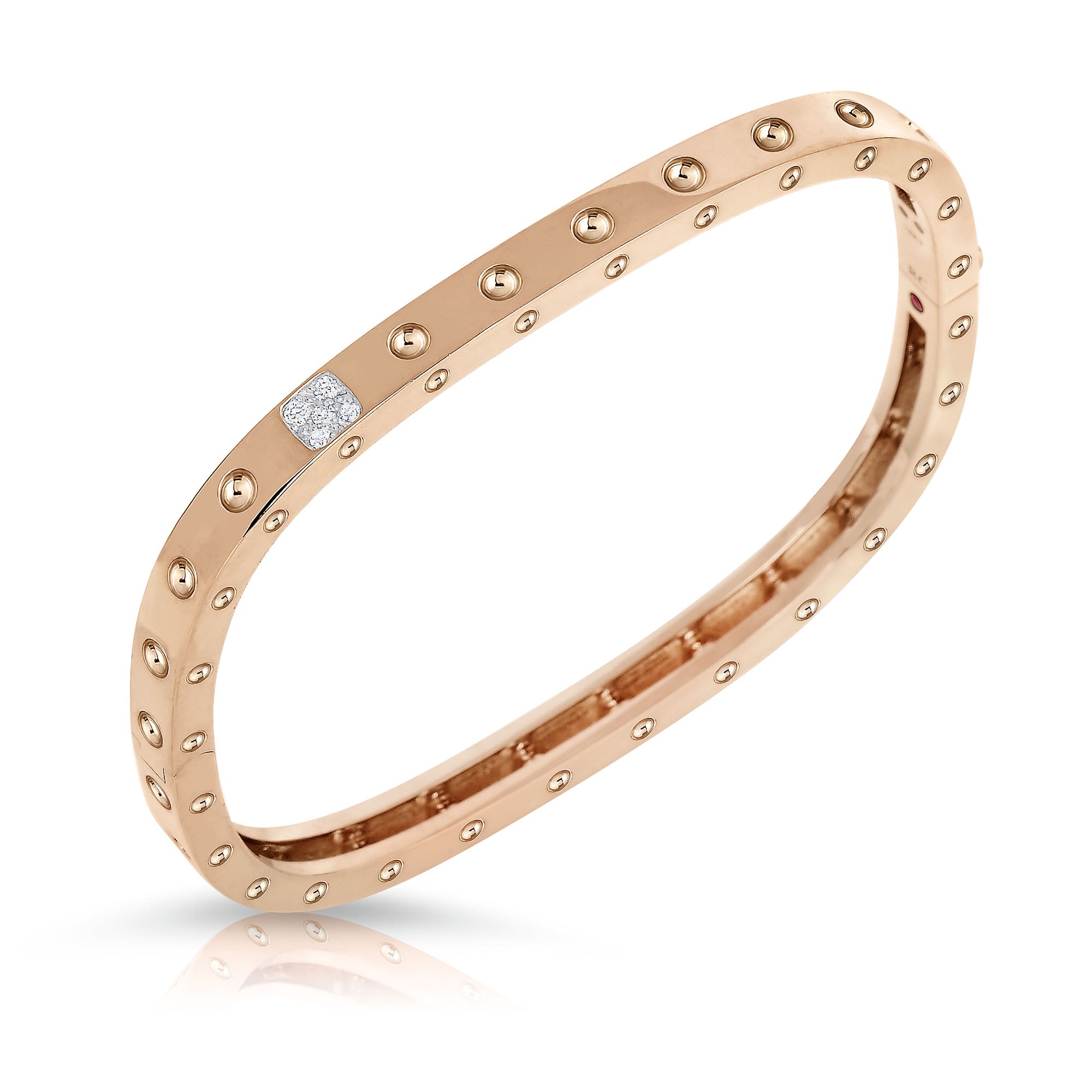 18K ROSE/WHITE GOLD POIS MOI DIAMOND ACCENT SQUARE BANGLE