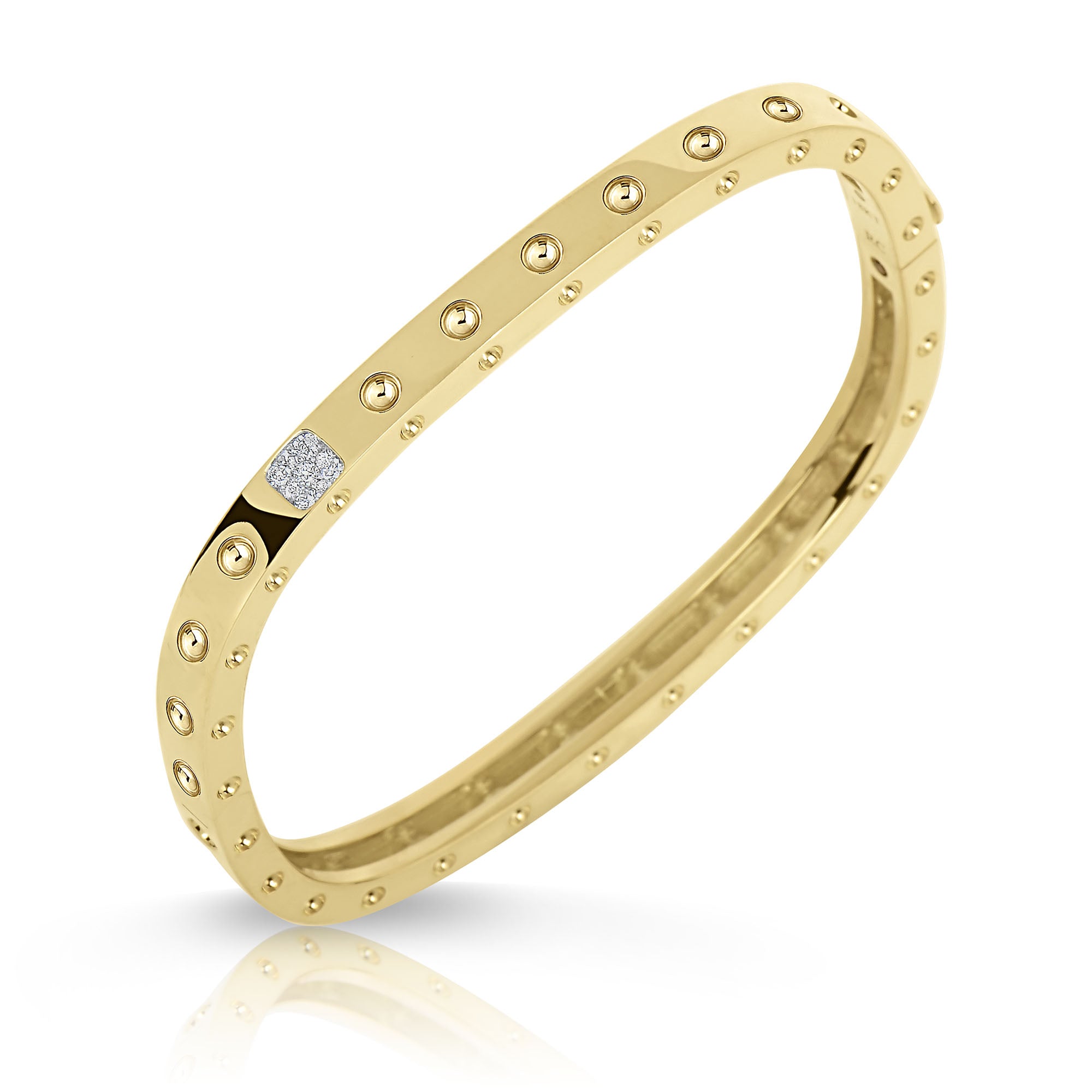 18K YELLOW/WHITE GOLD POIS MOI DIAMOND ACCENT SQUARE BANGLE