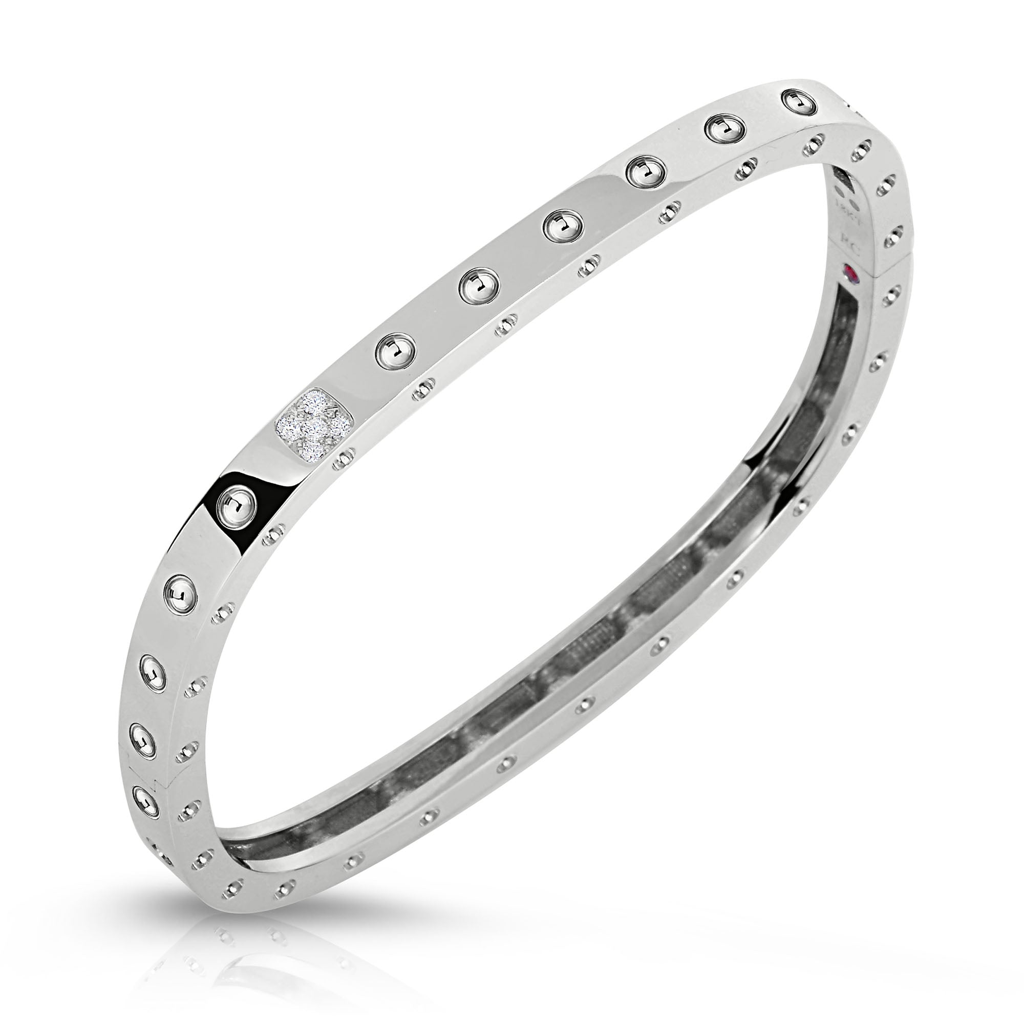 18K WHITE GOLD POIS MOI DIAMOND ACCENT SQUARE BANGLE