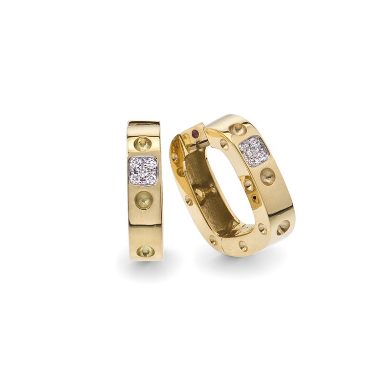 18K YELLOW/WHITE GOLD POIS MOI DIAMOND SQUARE EARRINGS