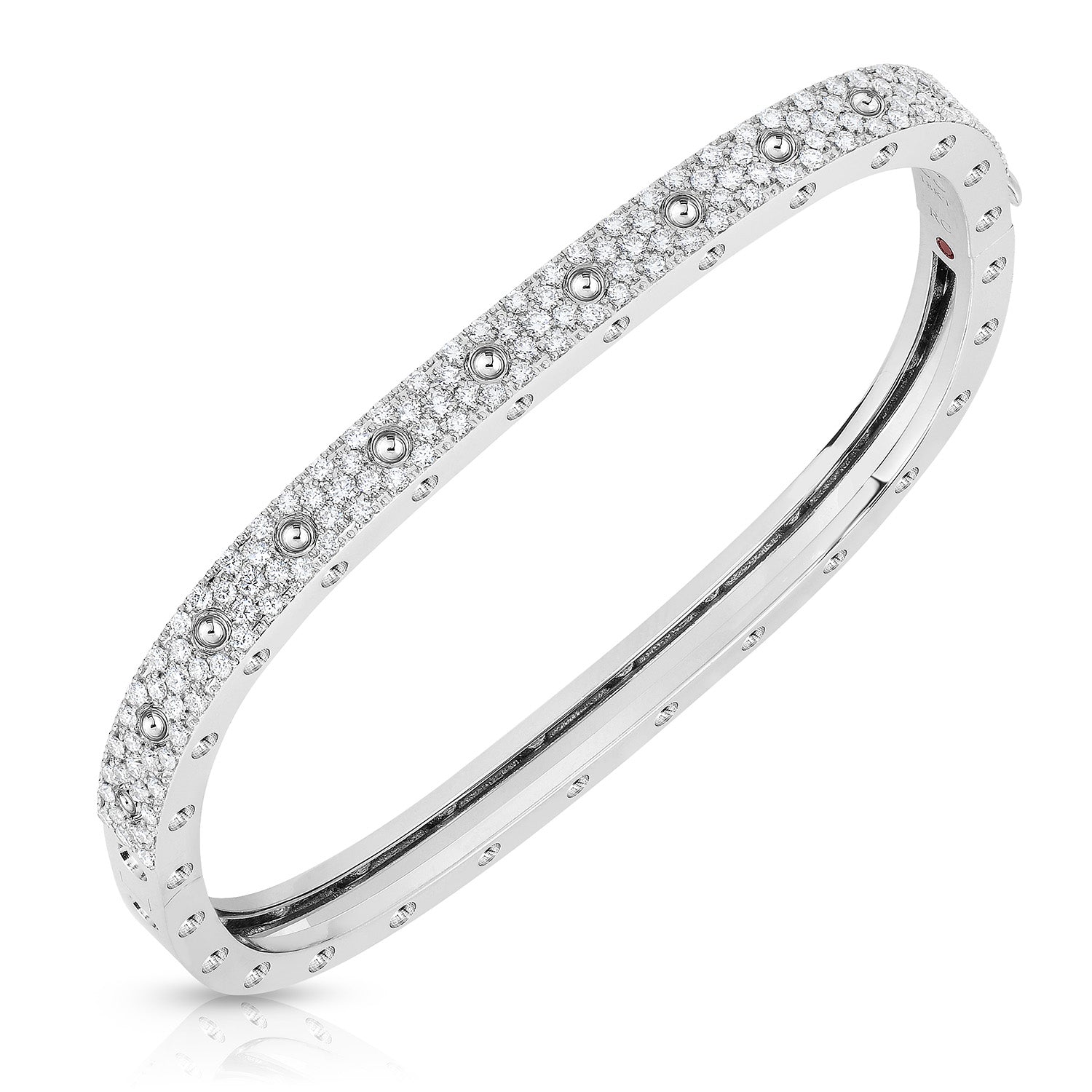 18K ROSE/WHITE GOLD POIS MOI 1 ROW SQUARE PAVE DIAMOND BANGLE