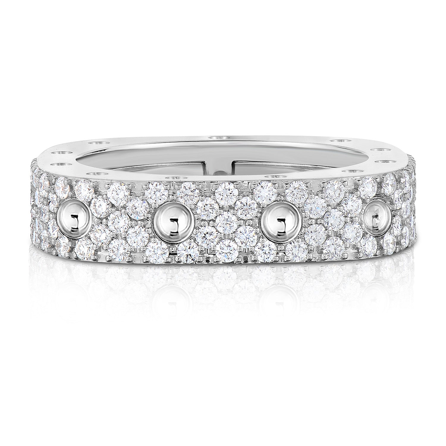 18K WHITE GOLD POIS MOI 1 ROW DIAMOND SQUARE RING