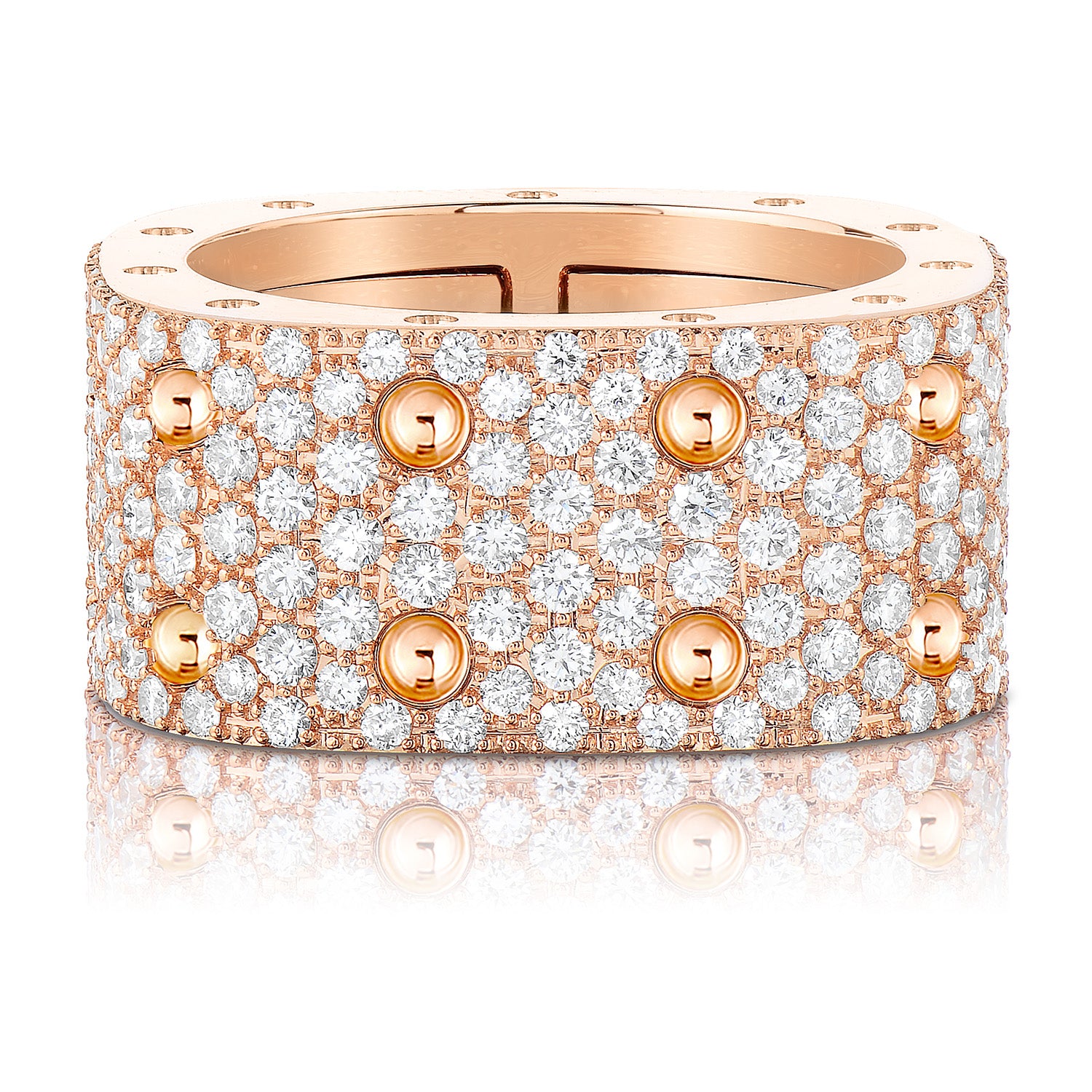 18K ROSE GOLD POIS MOI 2 ROW DIAMOND SQUARE RING
