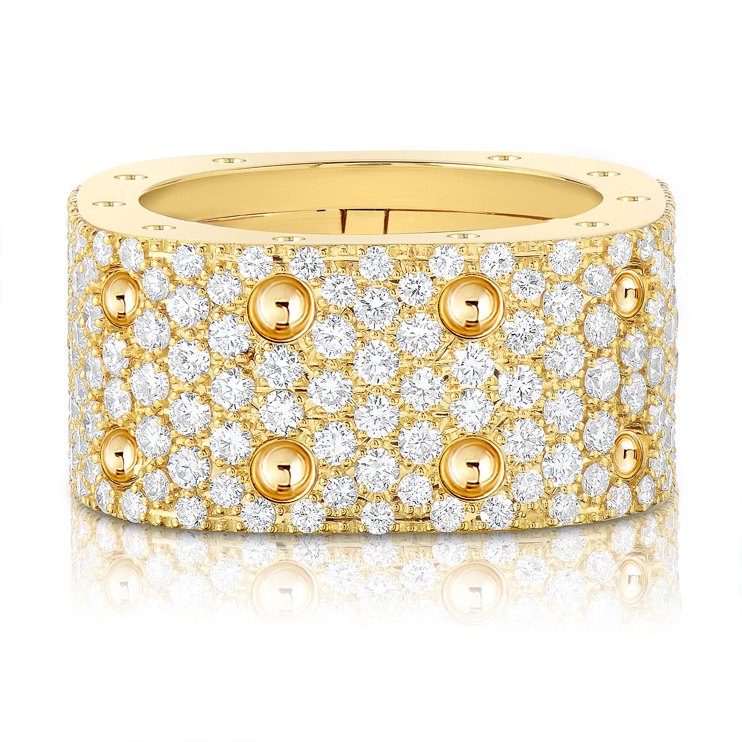 18K YELLOW GOLD POIS MOI 2 ROW DIAMOND SQUARE RING