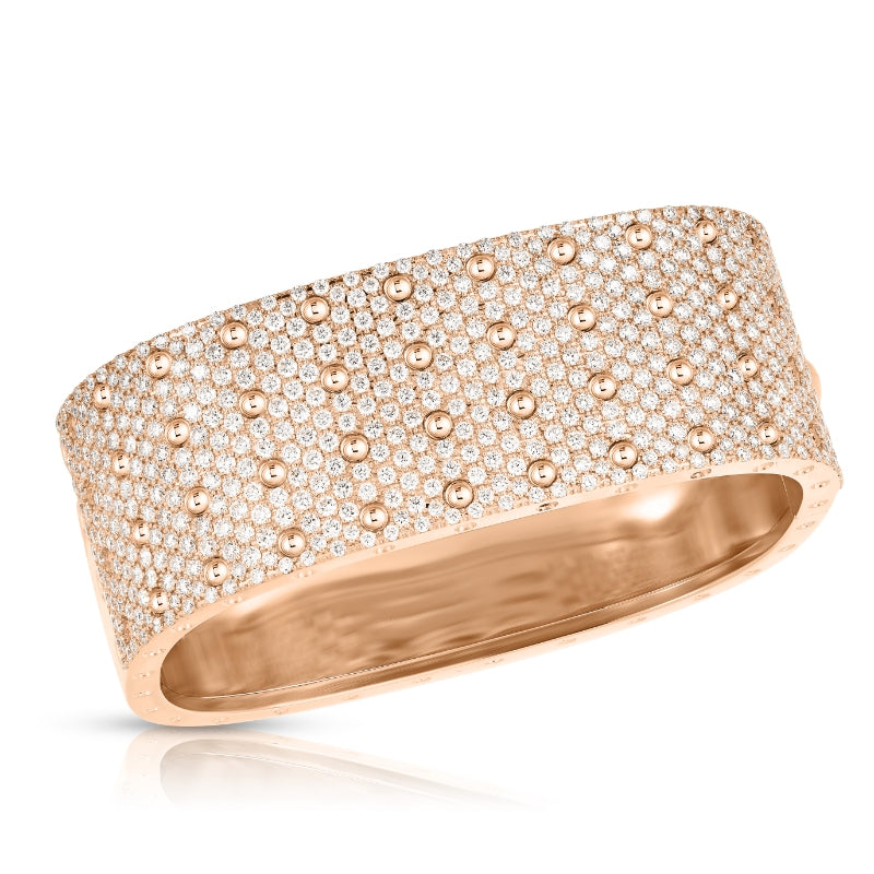 18K ROSE GOLD POIS MOI 4 ROW PAVE DIAMOND BANGLE