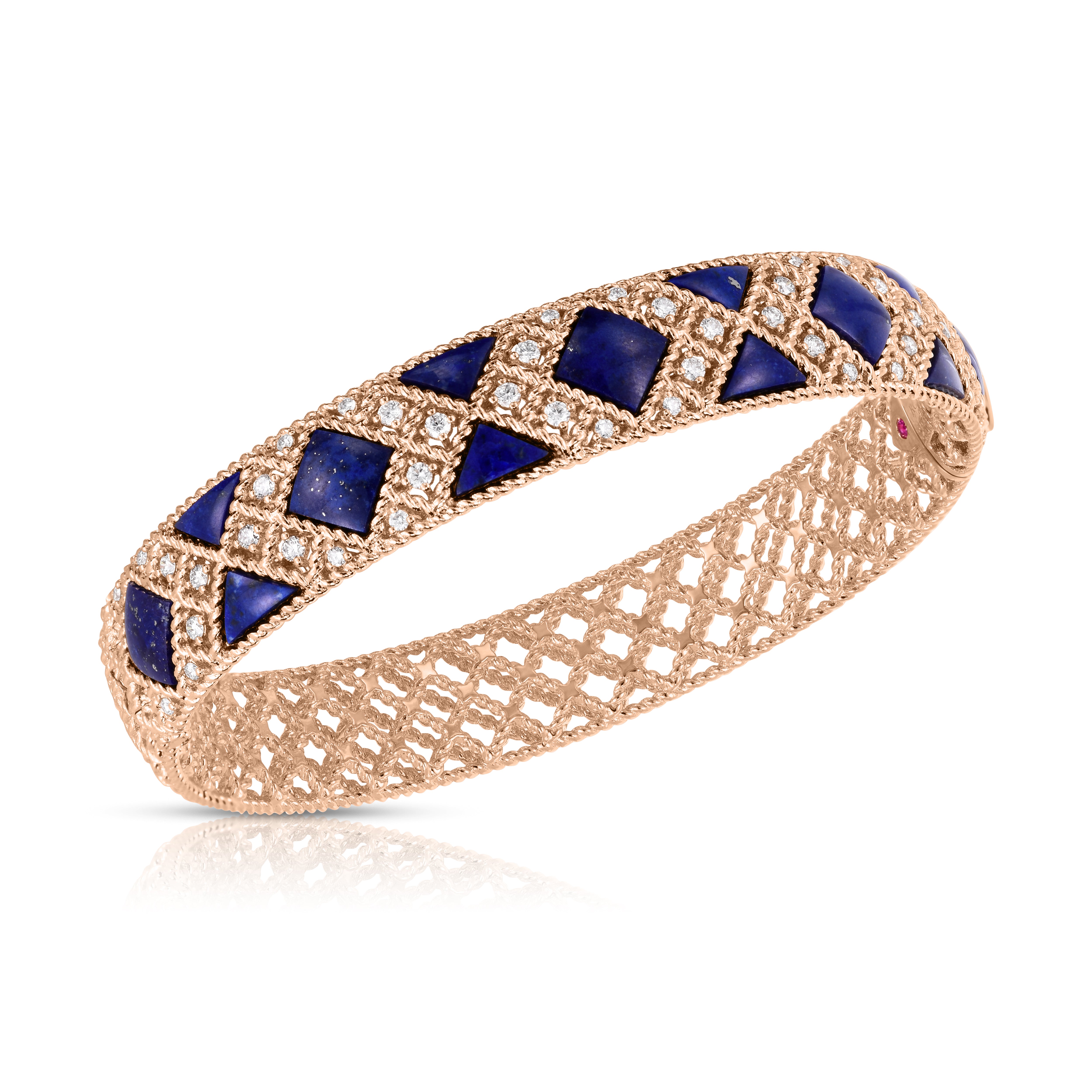 18K ROSE GOLD PALAZZO DUCALE NARROW DIAMOND & LAPIS BANGLE