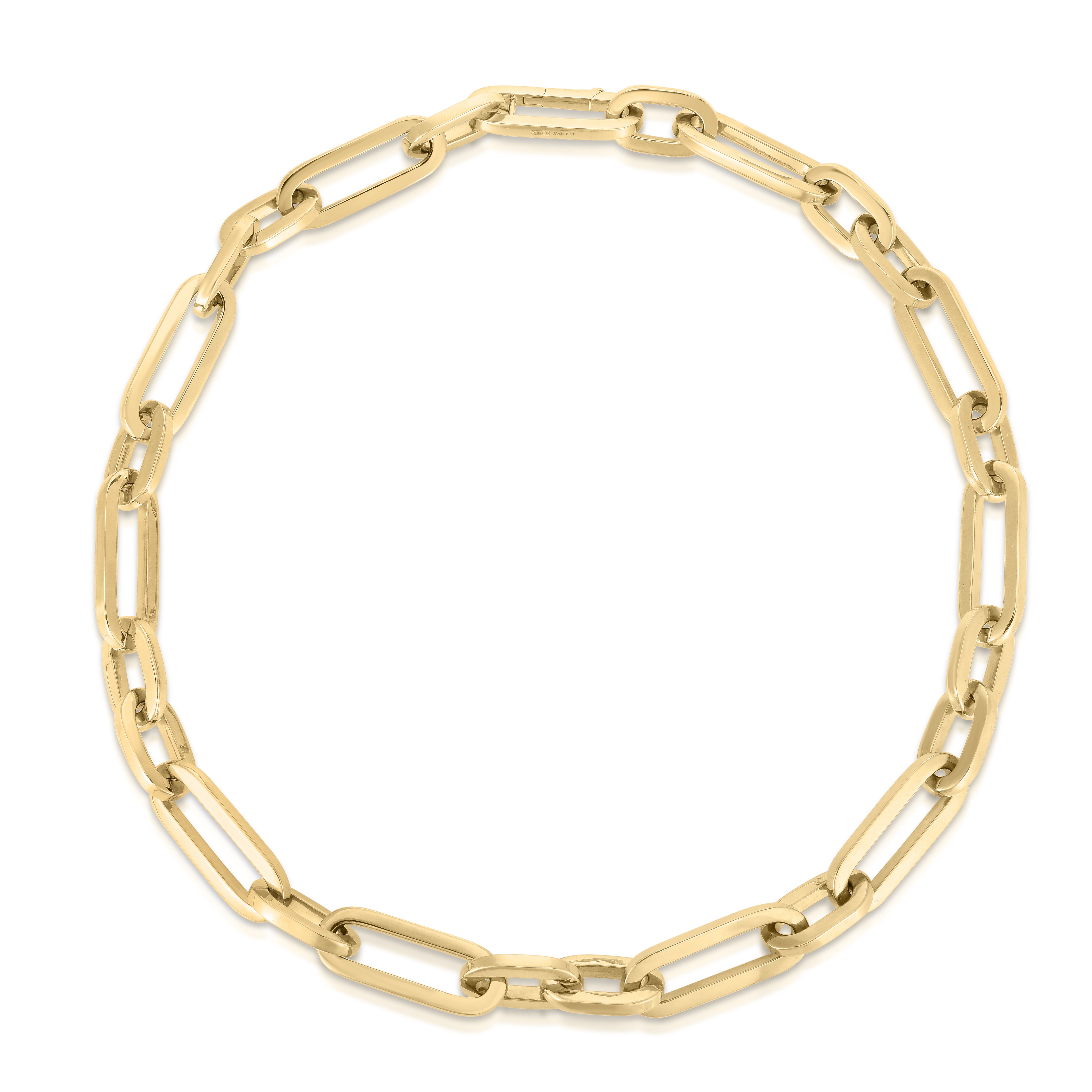 18K YELLOW DESIGNER GOLD ALTERNATING HEAVY GAUGE SQUARED PAPERCLIP CHAIN