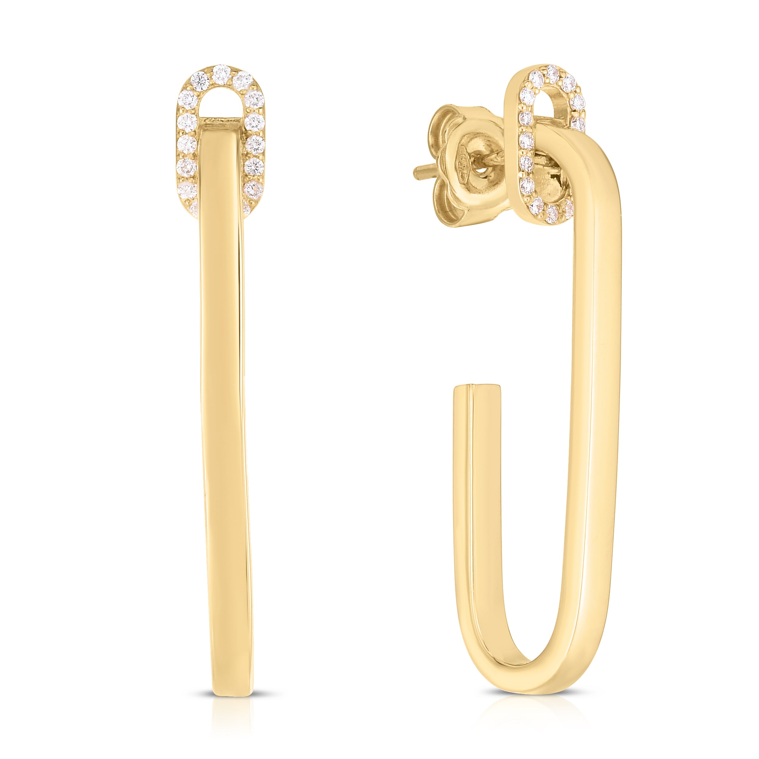18K YELLOW GOLD NAVARRA DIAMOND SINGLE LINK DROP EARRINGS