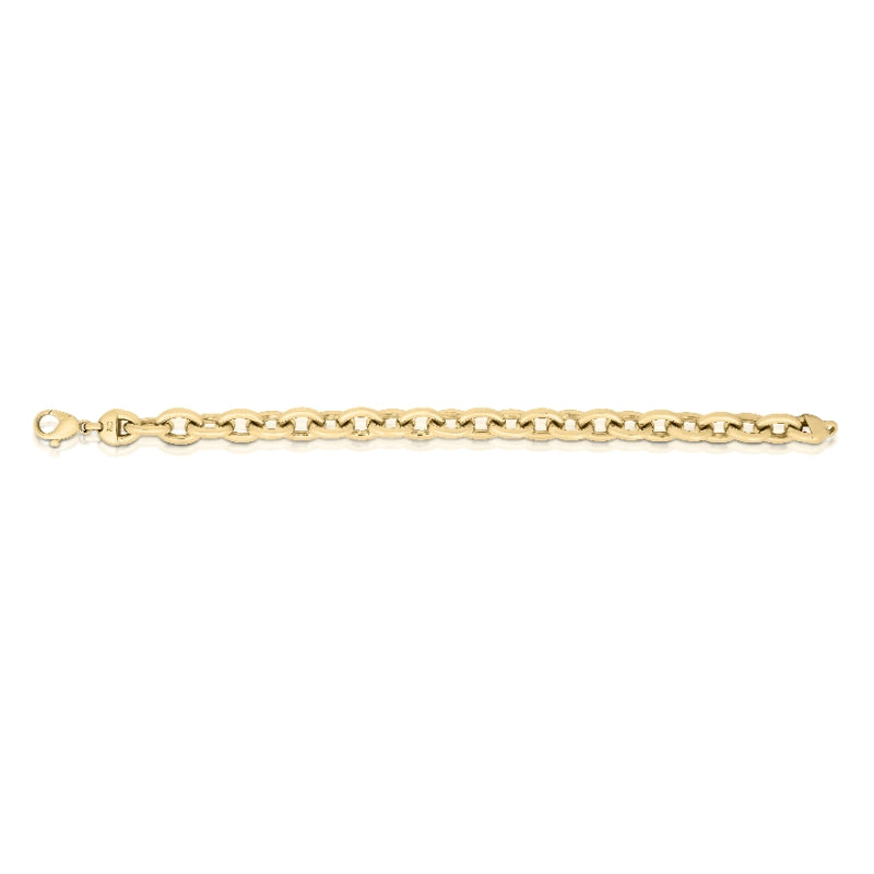 18K YELLOW DESIGNER GOLD TIGHT GAUGE OVAL LINK BRACELET