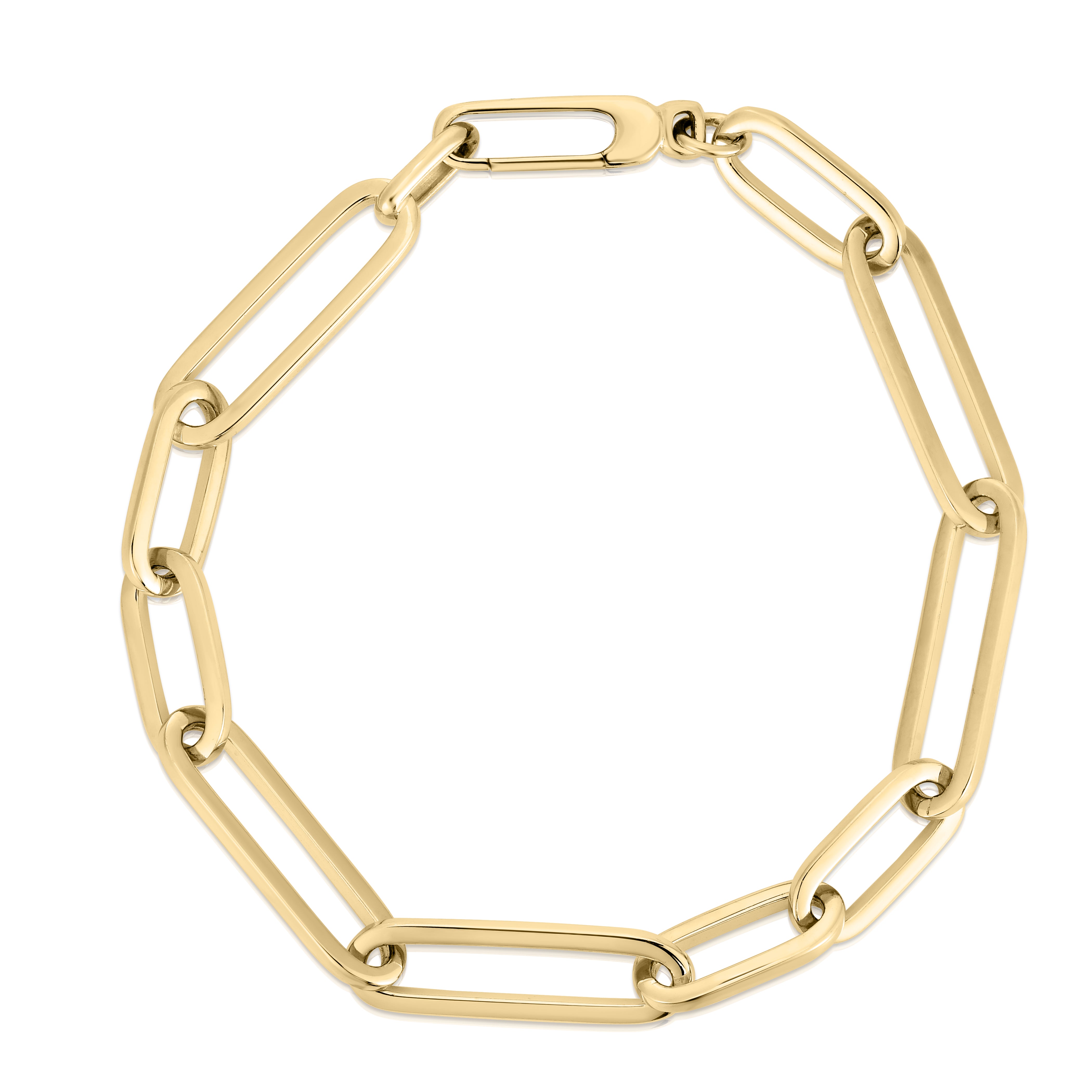 18K YELLOW DESIGNER GOLD ALTERNATING PAPERCLIP LINK BRACELET