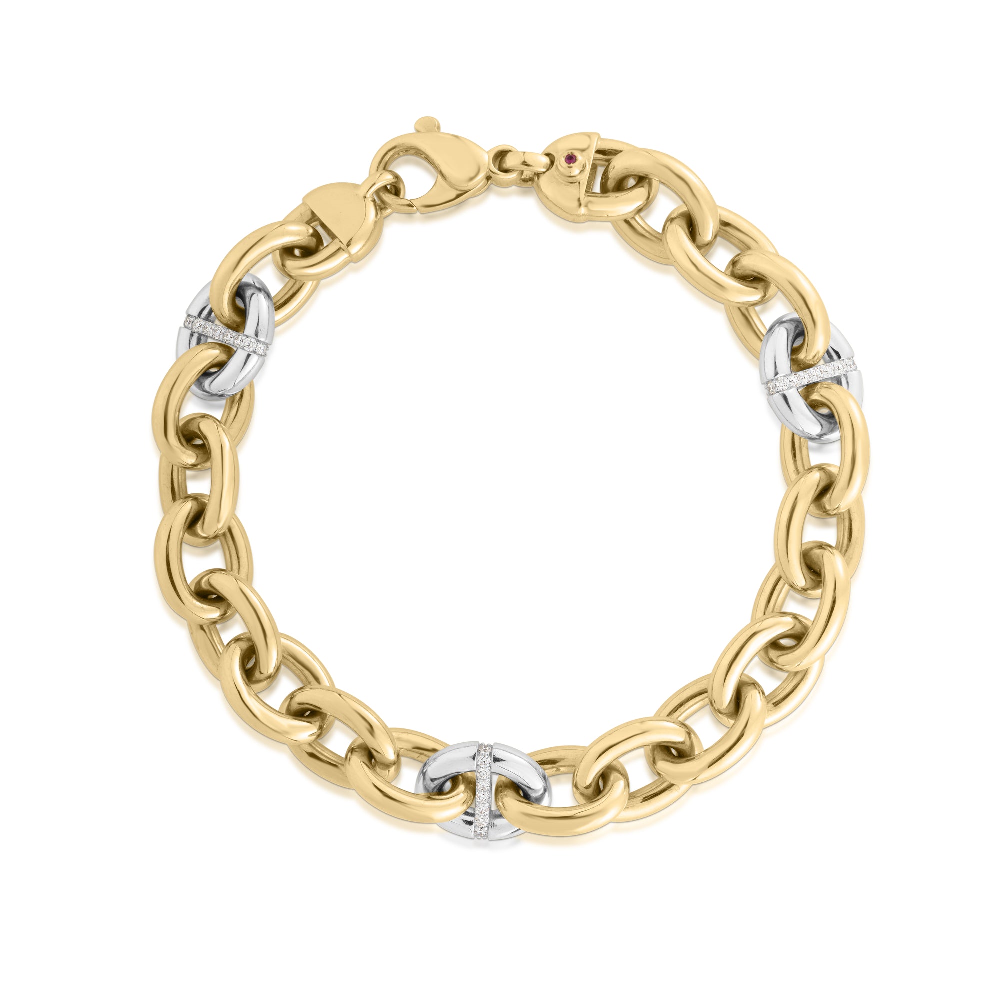 18K YELLOW/WHITE DESIGNER GOLD DIAMOND BRACELET