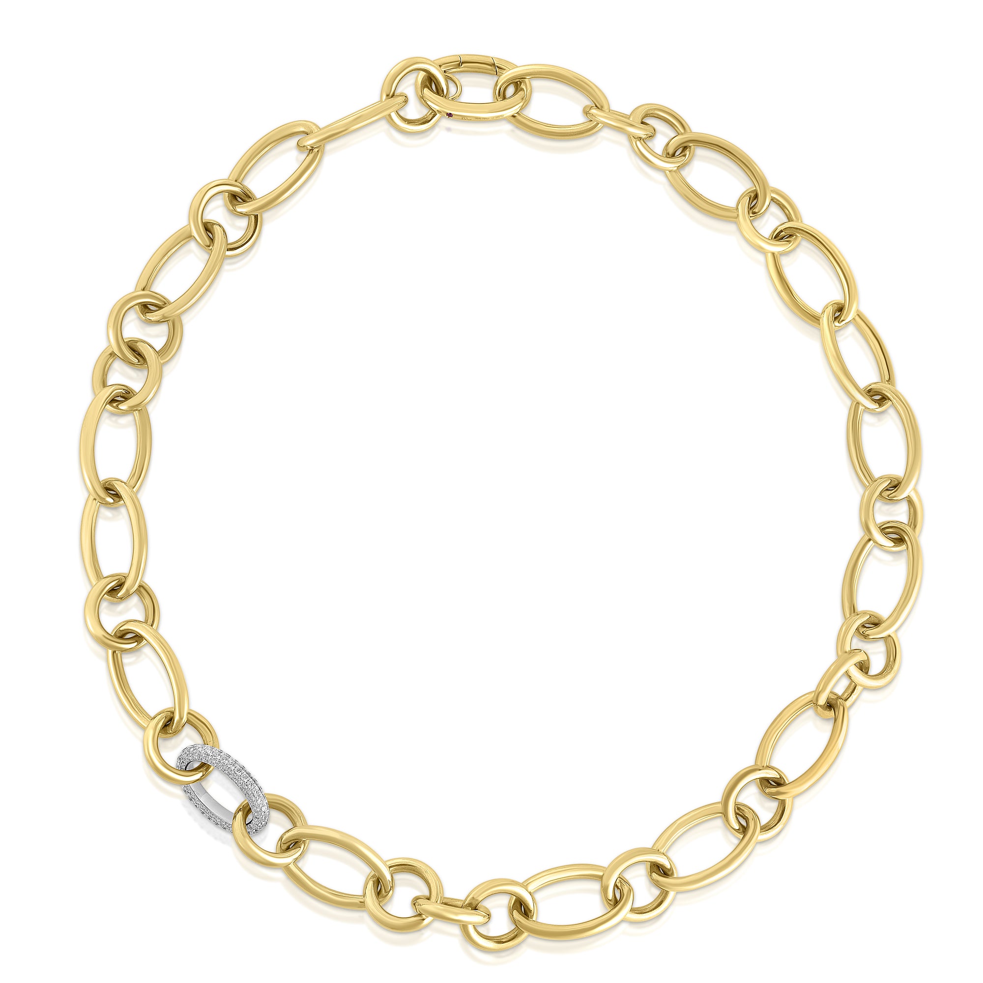 18K YELLOW/WHITE DESIGNER GOLD DIAMOND NECKLACE