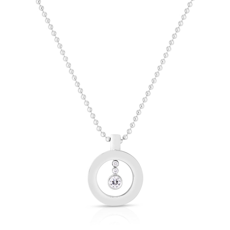 18K WHITE GOLD PAVE DIAMOND MINI O NECKLACE