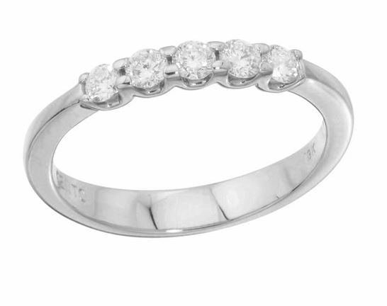 18K WHITE GOLD DIAMOND CLASSIC  5 STONE RING