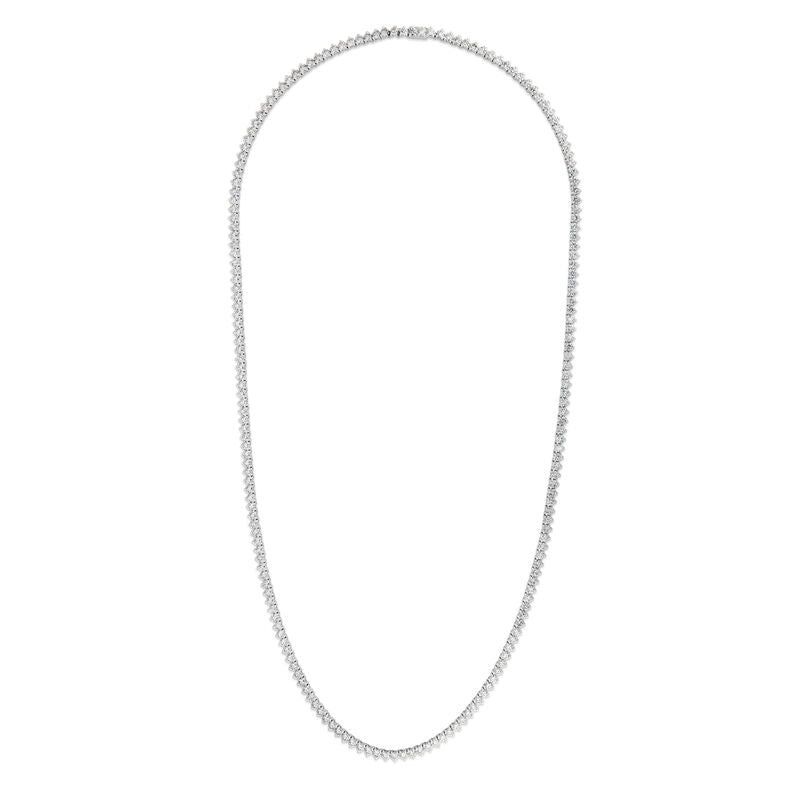 18K WHITE GOLD DIAMOND CLASSIC 3 PRONG SETTING NON GRADUATED RIVIERA DIAMOND NECKLACE