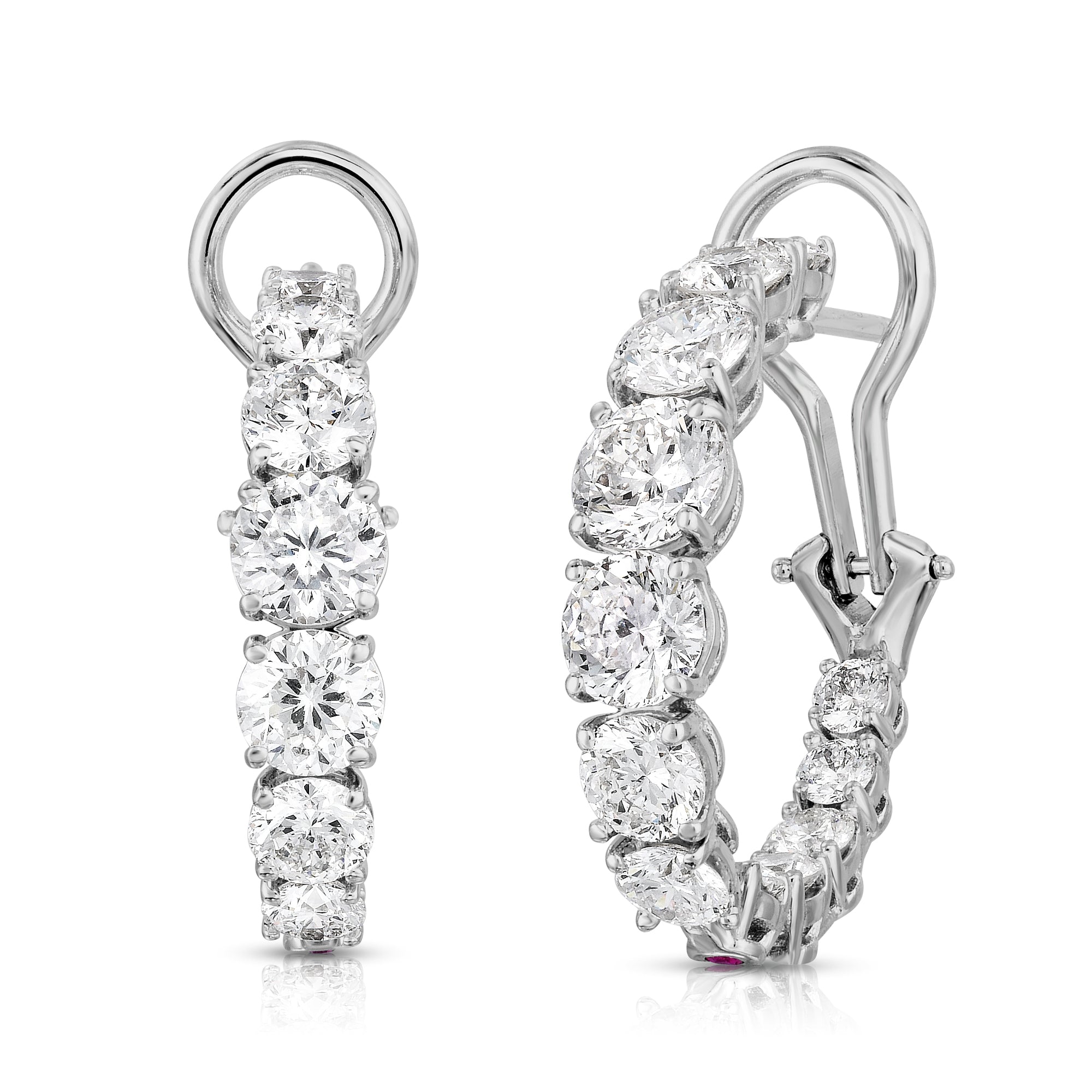 18K WHITE GOLD DIAMOND CLASSIC GRADUATED HOOPS - .07CT TO .50CT
