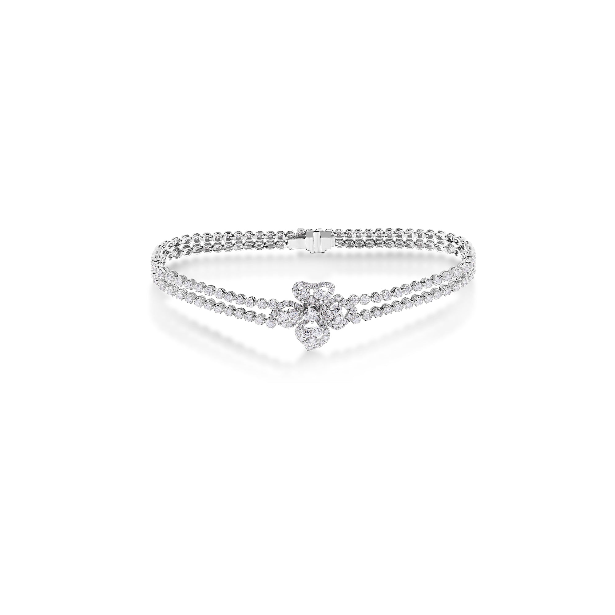 18K WHITE GOLD DIAMOND CLASSIC FIORE COUTURE DOUBLE BRACELET