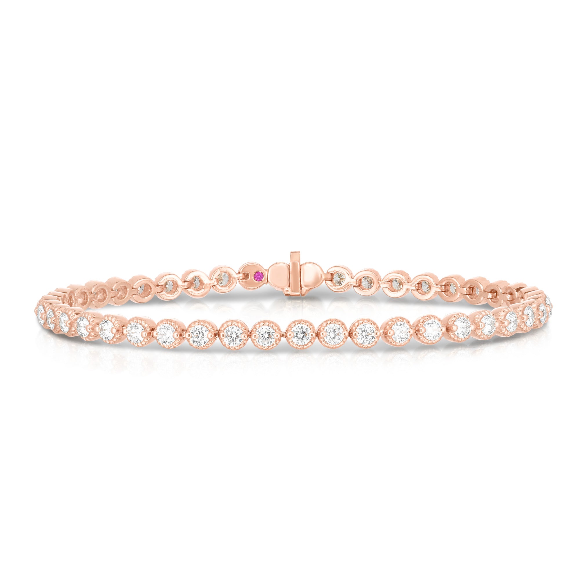 18K ROSE GOLD NEW FLORENTINE TEXTURED BEZEL BRACELET