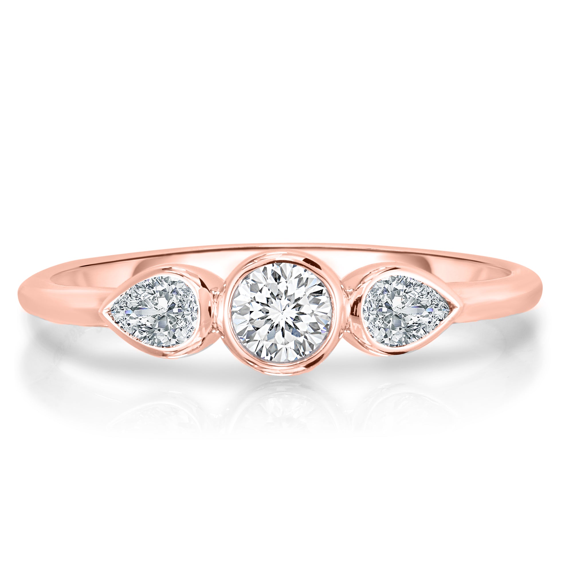 18K ROSE GOLD DOLCE 3 STONE MINI DIAMOND RING - PS
