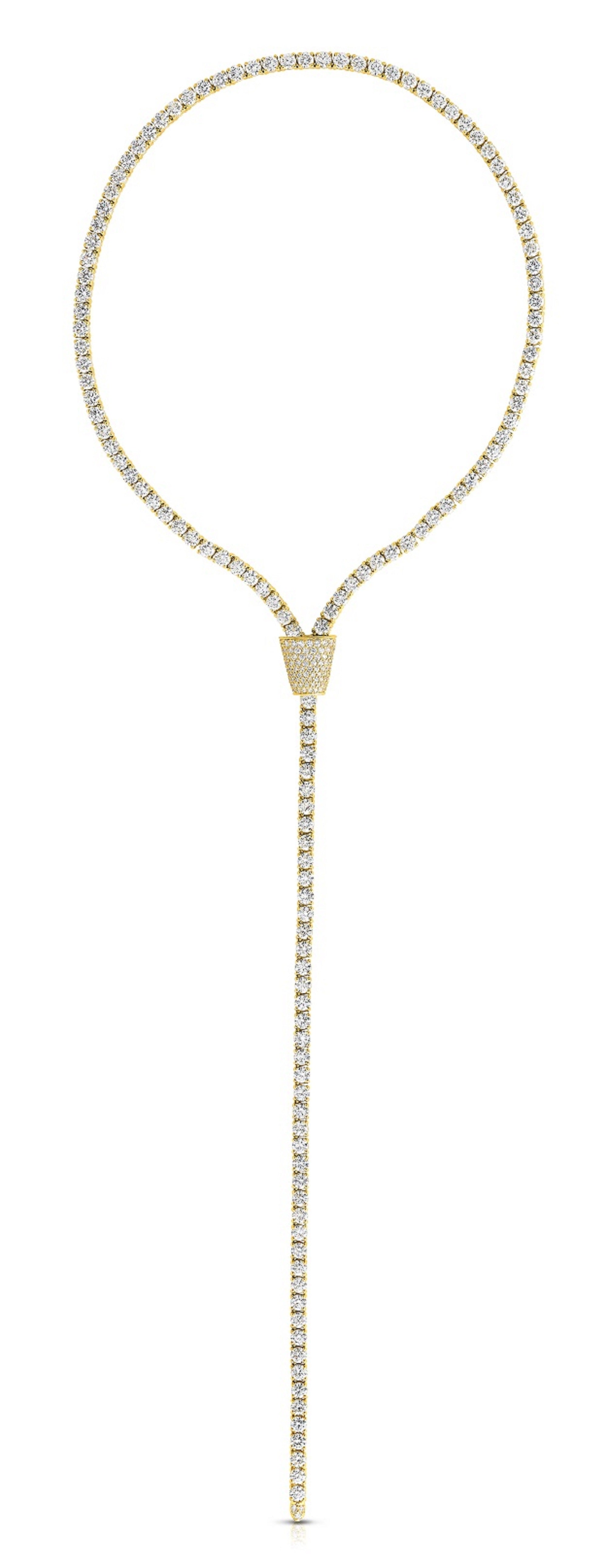 18K YELLOW GOLD CLASSIC DIAMOND LARIAT NECKLACE - 167X.15CT 24 INCH