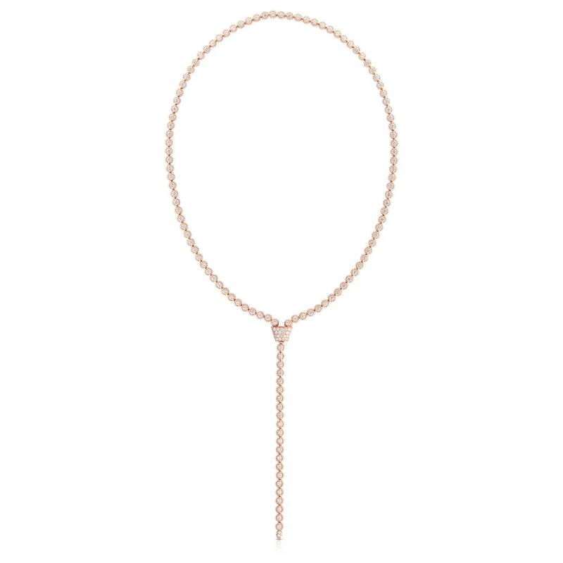 18K ROSE GOLD NEW FLORENTINE DIAMOND LARIAT NECKLACE