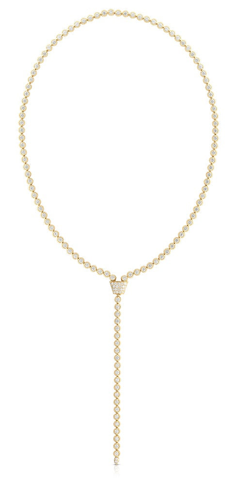 18K YELLOW GOLD NEW FLORENTINE DIAMOND LARIAT NECKLACE