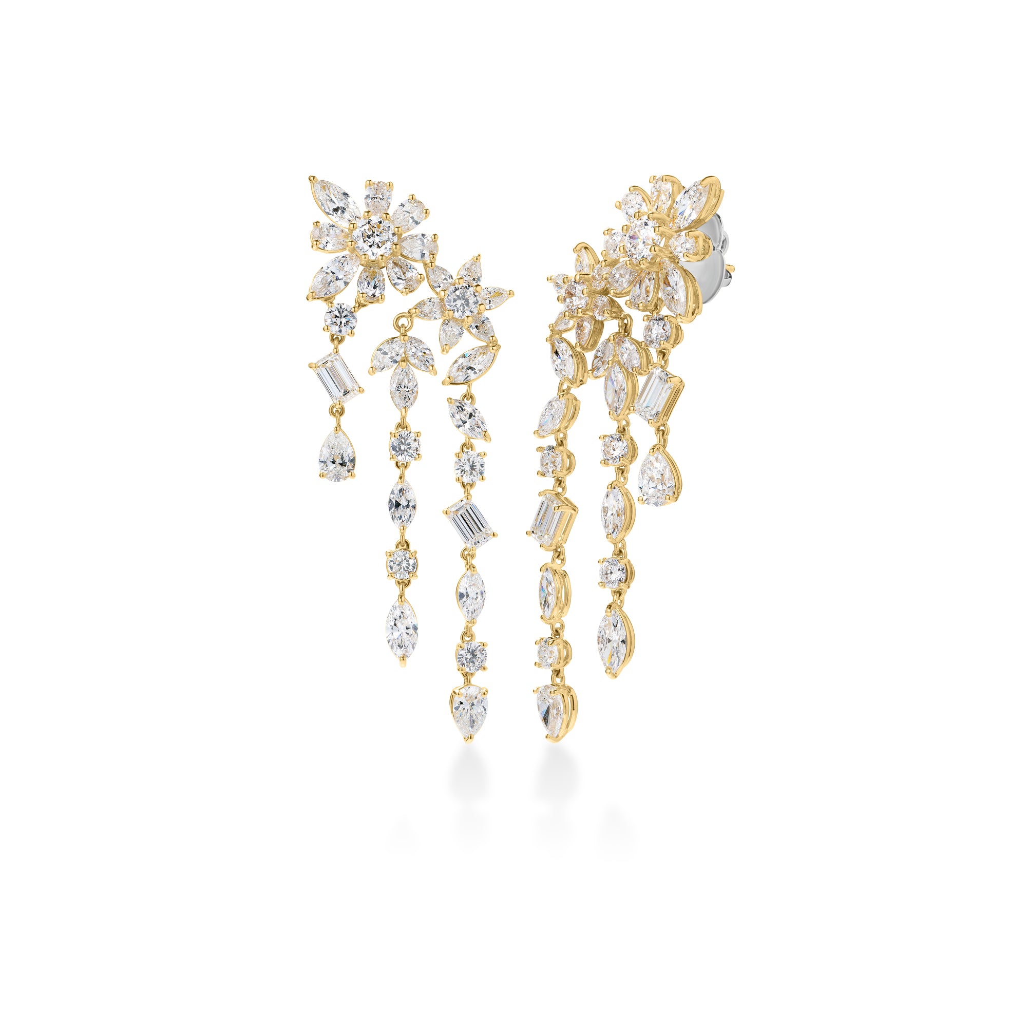 18K YELLOW GOLD DIAMOND CLASSIC COUTURE DANGLE EARRINGS