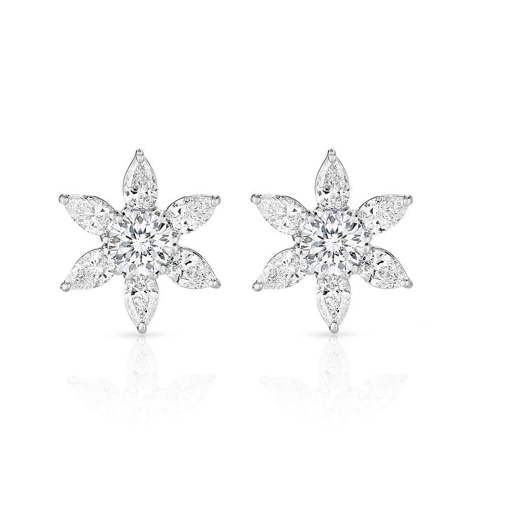 18K WHITE GOLD STELLE DIAMOND STUD EARRINGS - 2 X.20CT CENTER