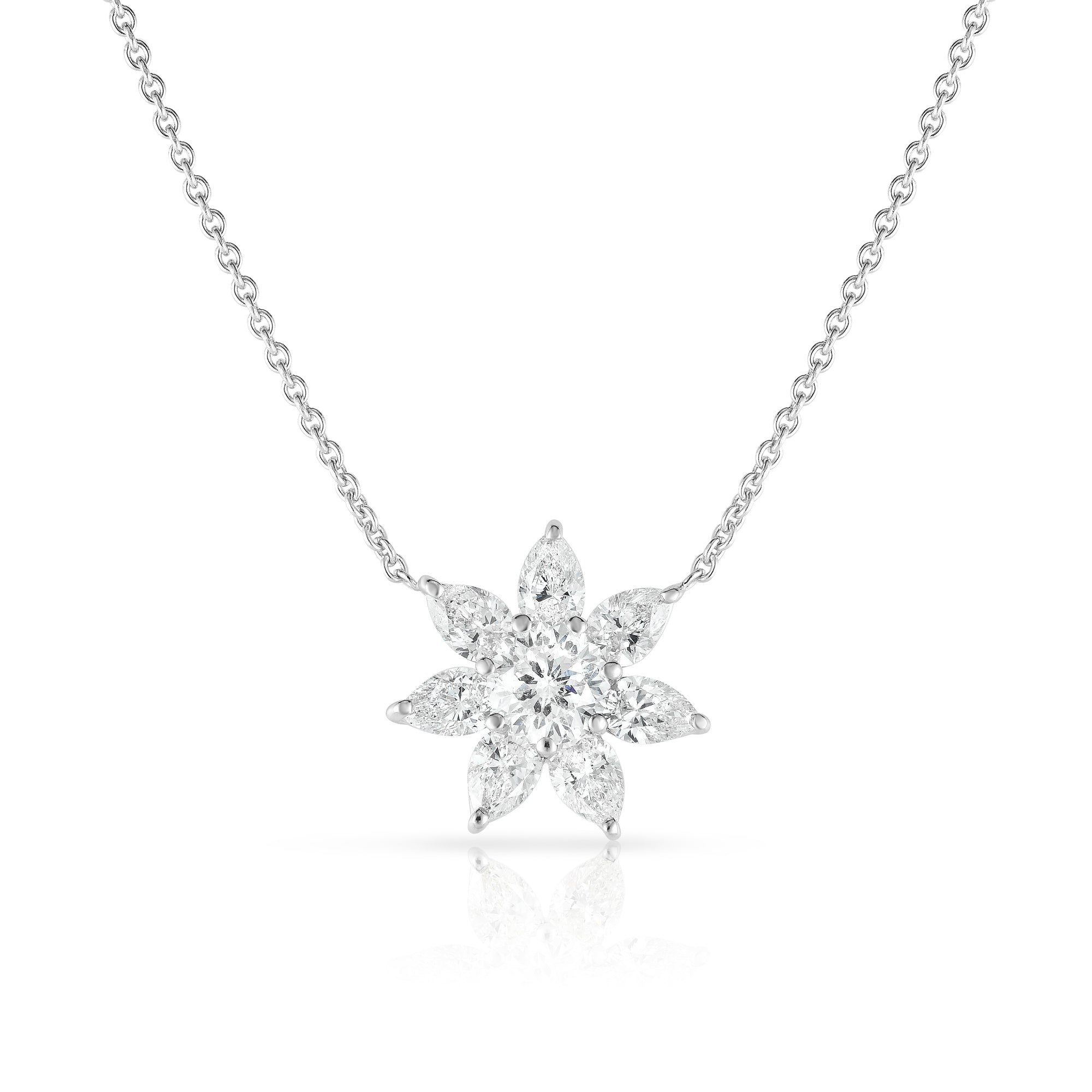 18K WHITE GOLD STELLE DIAMOND NECKLACE - .50 CT CNT & 6PS