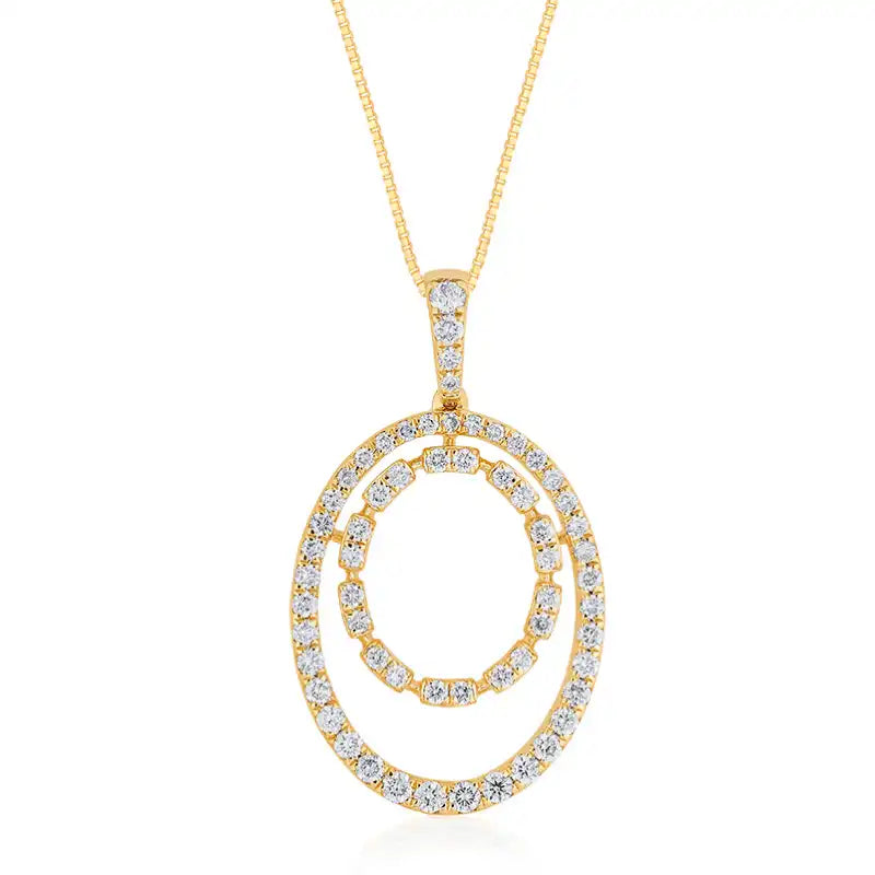 18K Gold Diamond oval Pendant