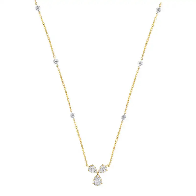 18K Gold Diamond Necklace - Pear drop