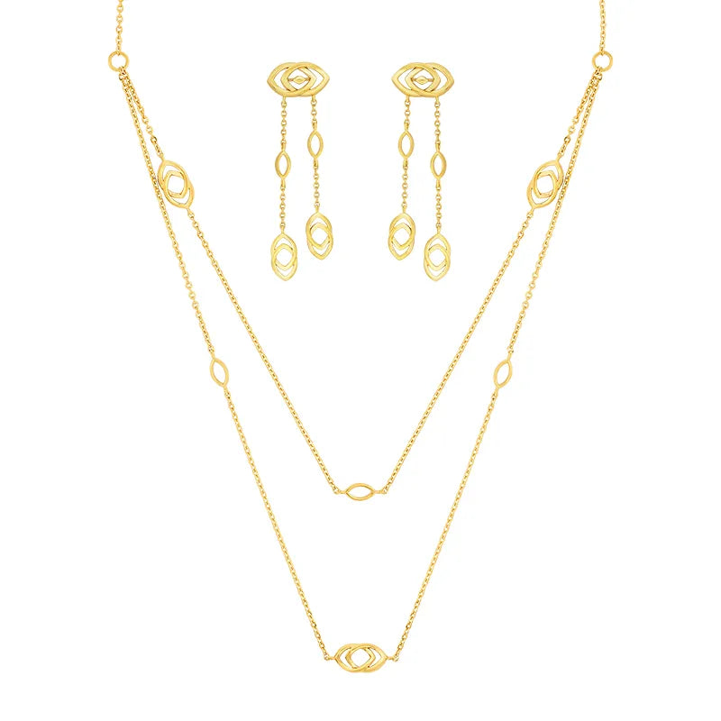 22K Gold Layered Chain Necklace Set