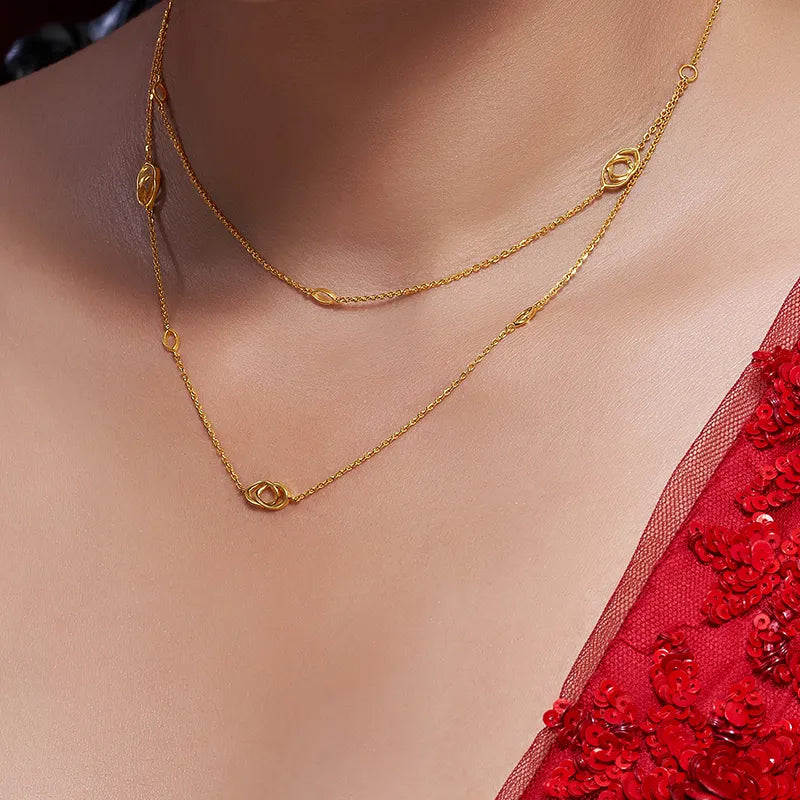 22K Gold Layered Chain Necklace Set