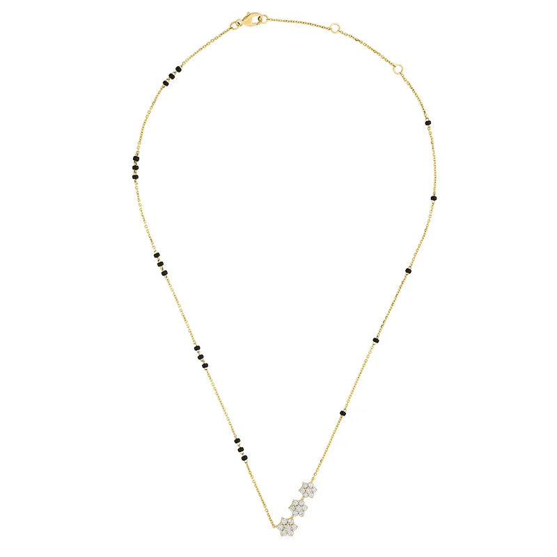 Floral Diamond Mangal Sutra in 18K yellow gold.