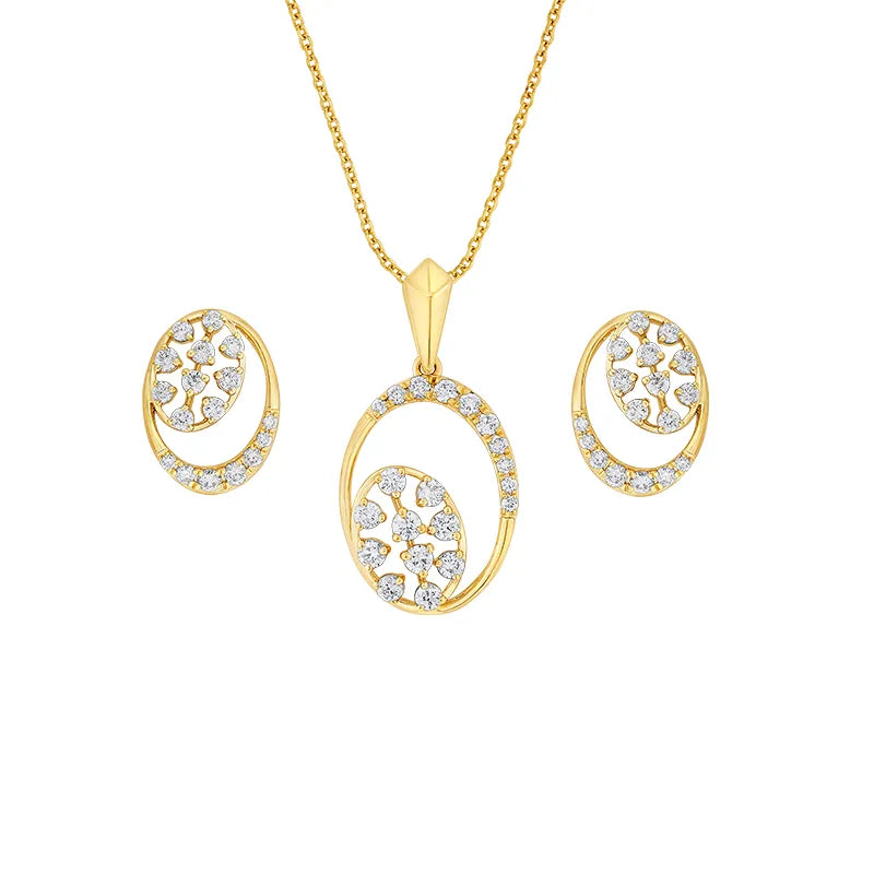 Minimal Duo  - Gold Diamond Pendant Set