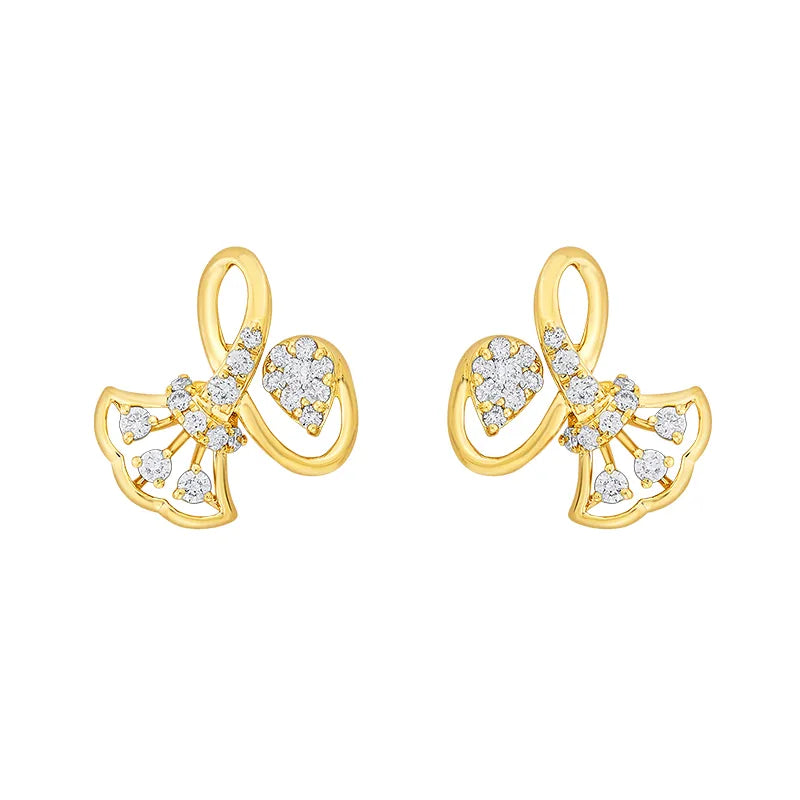 Nature inspired Sparkle -18K Gold Diamond Pendant Set