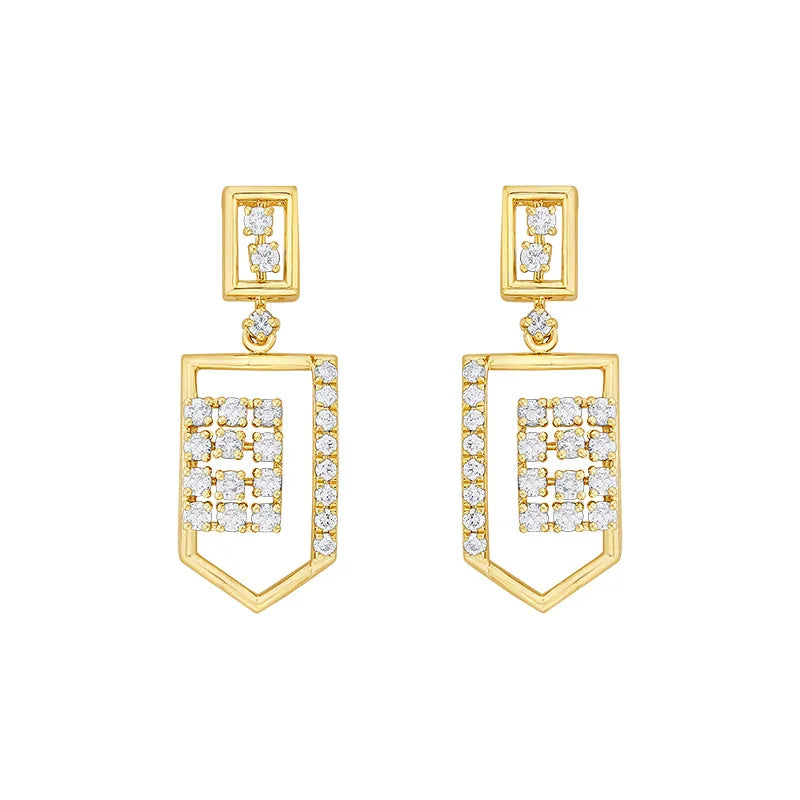 Contemporary Classic 18K Gold Diamond Pendant Set