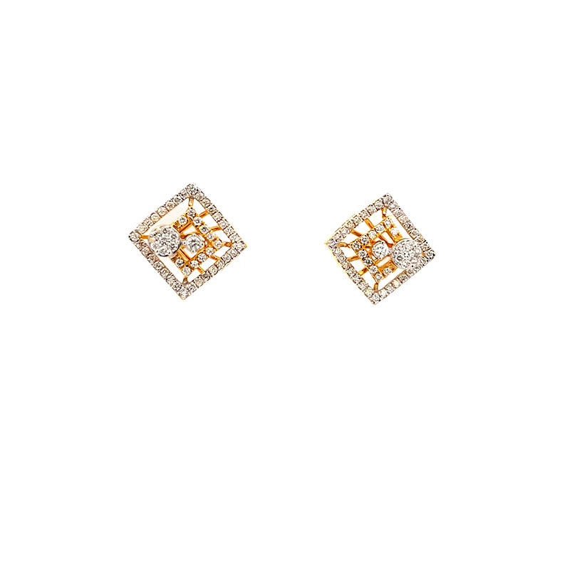 18K Yellow Gold & Diamond Rhombus Pendant Set