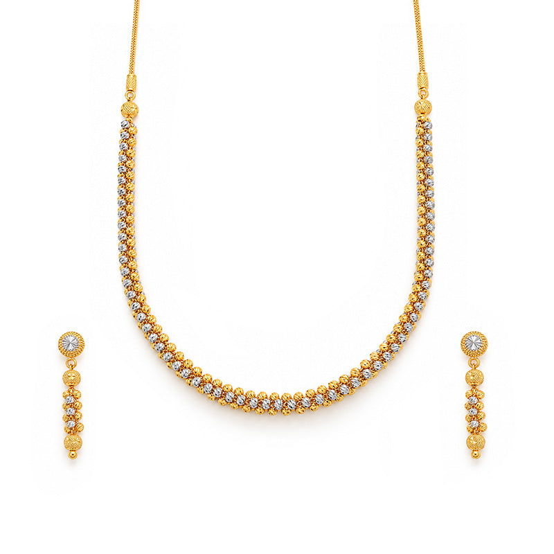 Beautiful 22k Two tone Gold Necklace and Earrings Set for Women