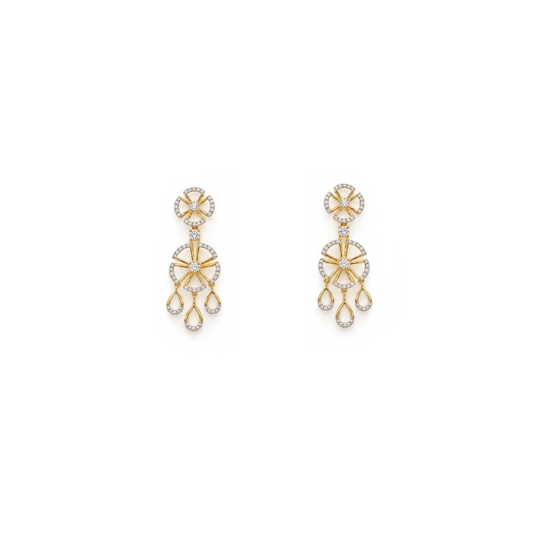 Elegant floral layered necklace and matching hanging earrings set for women