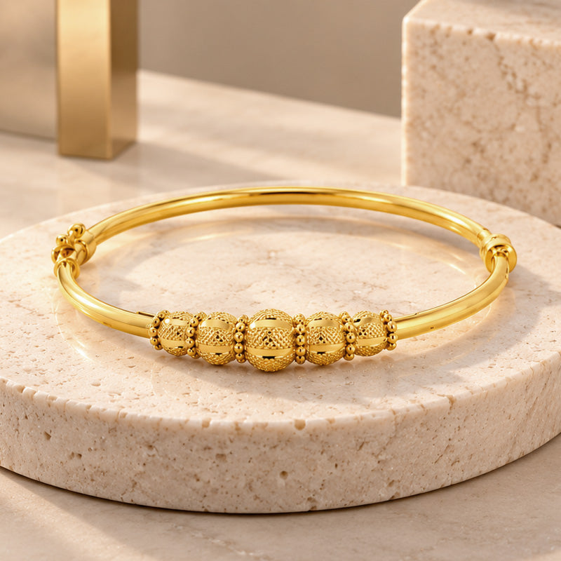 22K Yellow Gold Free Size Fashion Bangle Elegant Versatile Jewelry