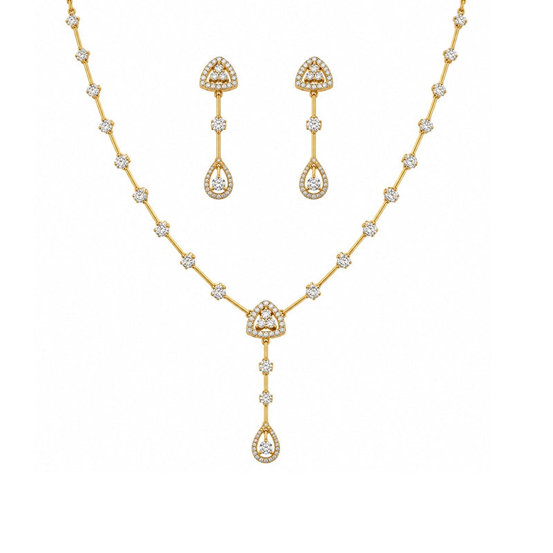 Delicate 18K Yellow Gold Necklace and Earring Set for Elegant Everyday Wear