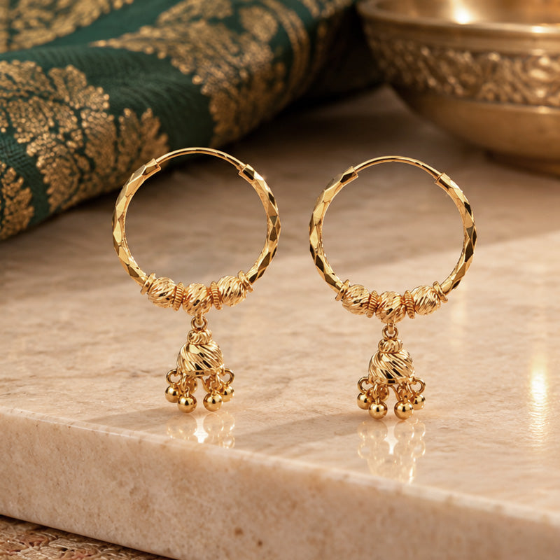 22K Gold Hoops with Jhumka