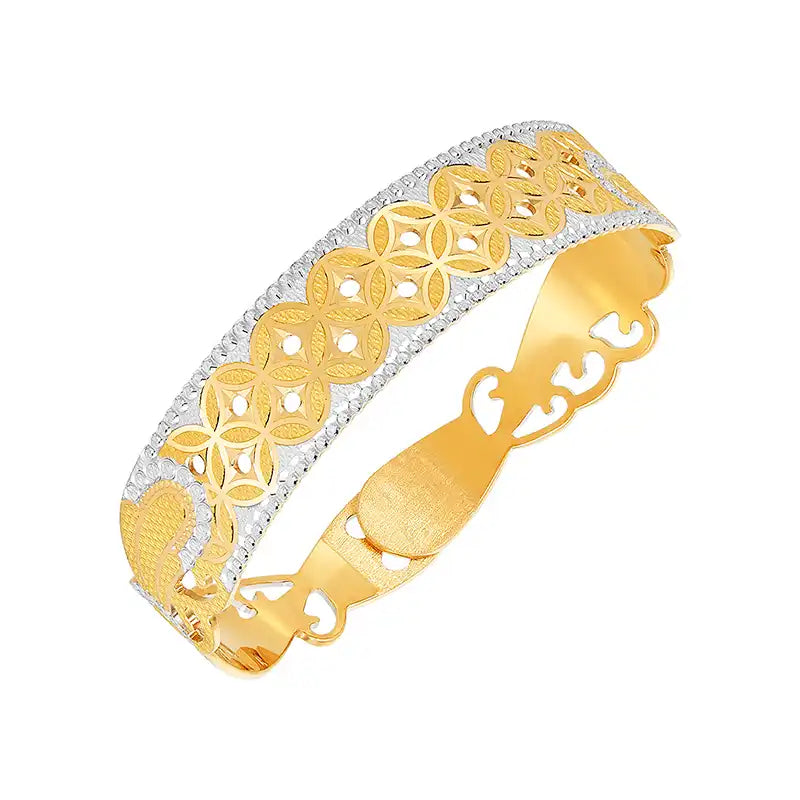Elegant 22K Yellow Gold Bangle with Intricate Cutout Pattern for Women