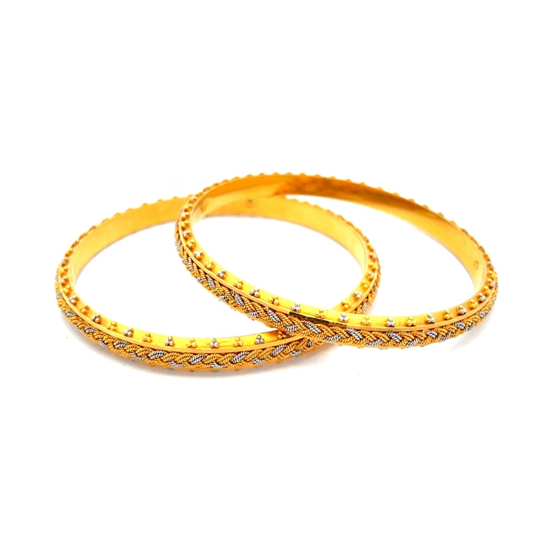 Contemporary Gold Bangles - Set of 2, Size 2.6