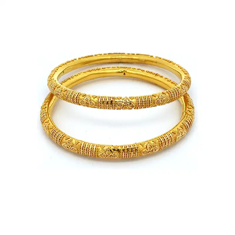 Elegant 22K Yellow Gold Bangle Set for Timeless Everyday Sophistication Size 2.8