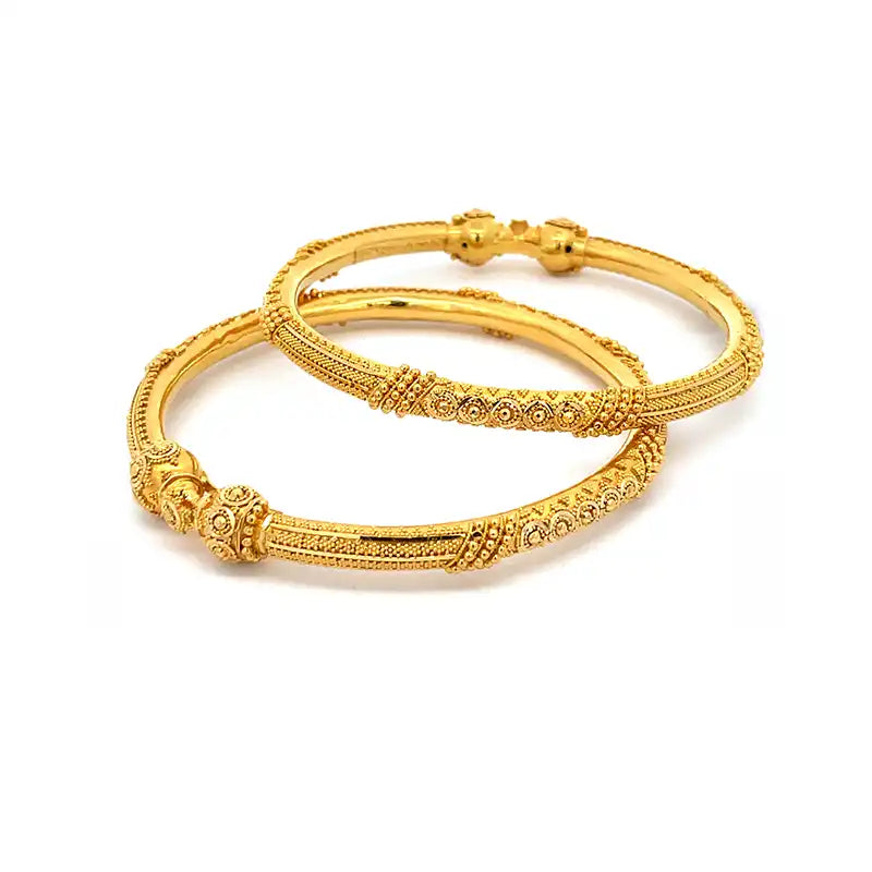 Elegant 22K Yellow Gold Bangle Set for Women with Classic Appeal and Timeless Design