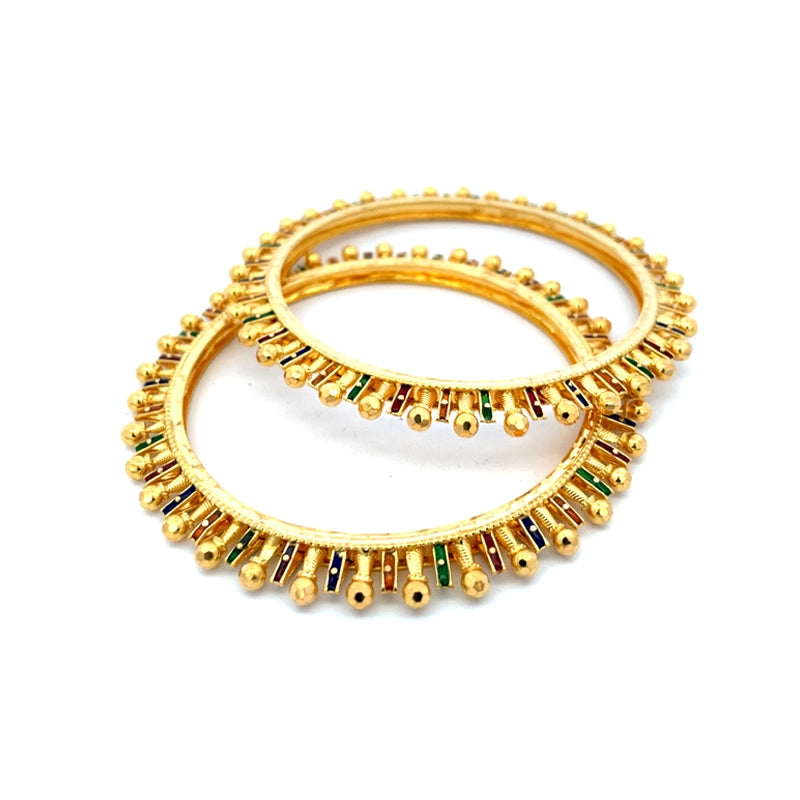 Elegant Gold Bangle with Meenakari - Set of 2