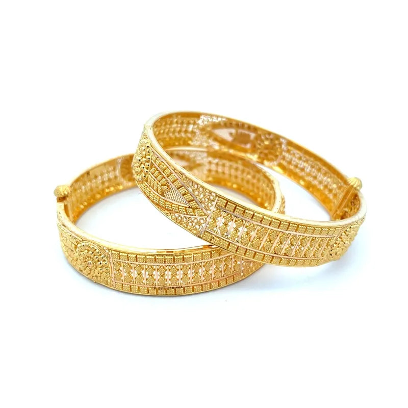 Beautiful 22K Yellow Gold Free Size Ladies Bangle Pair with Side Screw Opening