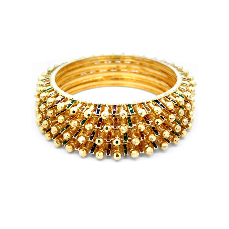 Elegant Gold Bangle with Meenakari - Set of 4